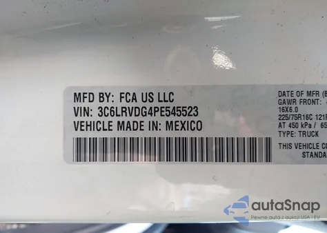 2023 Ram Promaster 2500 High Roof 159 Wb z USA, uszkodzony, nr VIN 3C6LRVDG4PE545523
